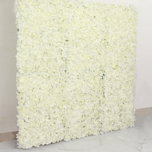 11 Sq ft. Cream UV Protected Hydrangea Flower Wall Mat Backdrop - 4 Artificial Panels